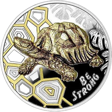 Монета "Будь сильным. Черепаха", 2022 г., Серебро, 31,1 гр., проба 999, КАМЕРУН