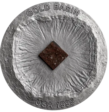 Монета "Метеорит Gold Basin", 2023 г., Серебро, 50 гр., проба 999, КАМЕРУН