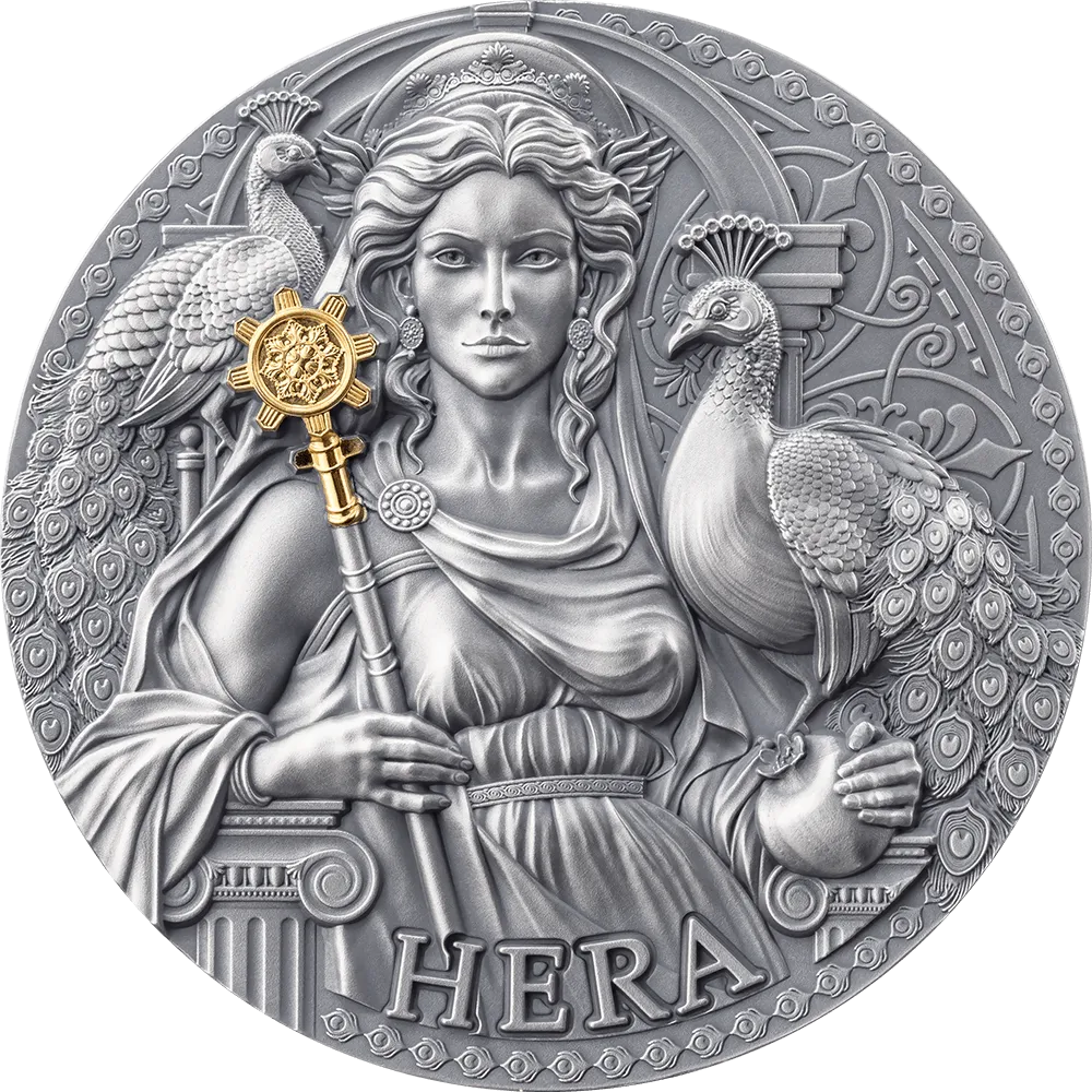 Монета "Гера", 2024 г., Серебро, 93,3 гр., проба 999, КАМЕРУН