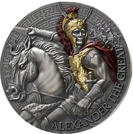 Монета "Александр Великий ", 2024 г., Серебро, 155,5 гр., проба 999, КАМЕРУН