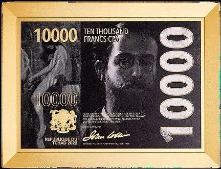 Монета "Леди Годива. Джон Кольер", 2022 г., Серебро, 62,2 гр., проба 999, ЧАД