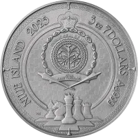 Монета "Королевский гамбит", 2025 г., Серебро, 93,3 гр., проба 999, НИУЭ