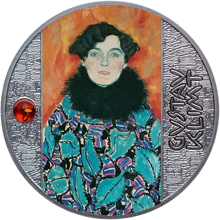 Монета "Портрет Иоганны Штауде. Густав Климт", 2024 г., Серебро, 17,5 гр., проба 999, КАМЕРУН